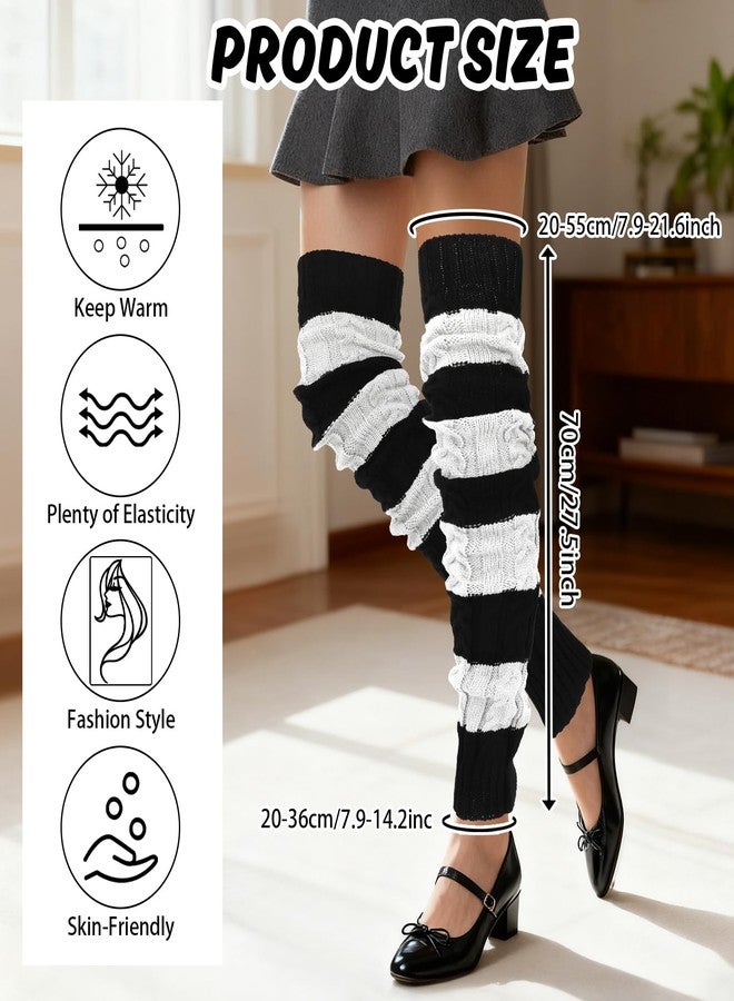 XEPST Leg Warmers for Women, Women's Cable Knit Over the Knee High Boot Winter Socks Long Warm Leg Warmers Soft Thick Thigh High Footless Socks, 70 cm - Image 4